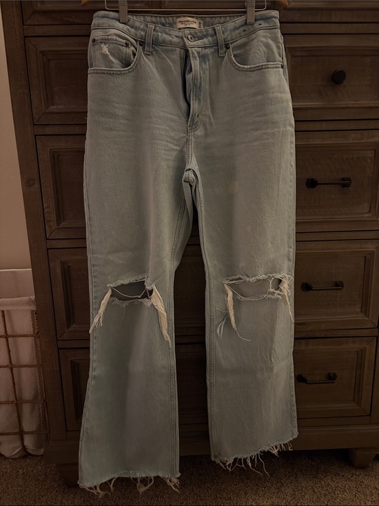 Abercrombie & Fitch Denim - Abercrombie & Fitch Light Blue Flare Jeans with Knee Rips